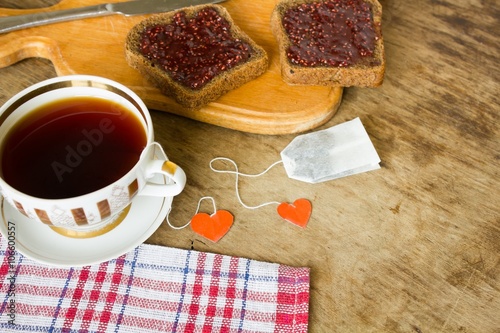Raspberry jam and blak bread