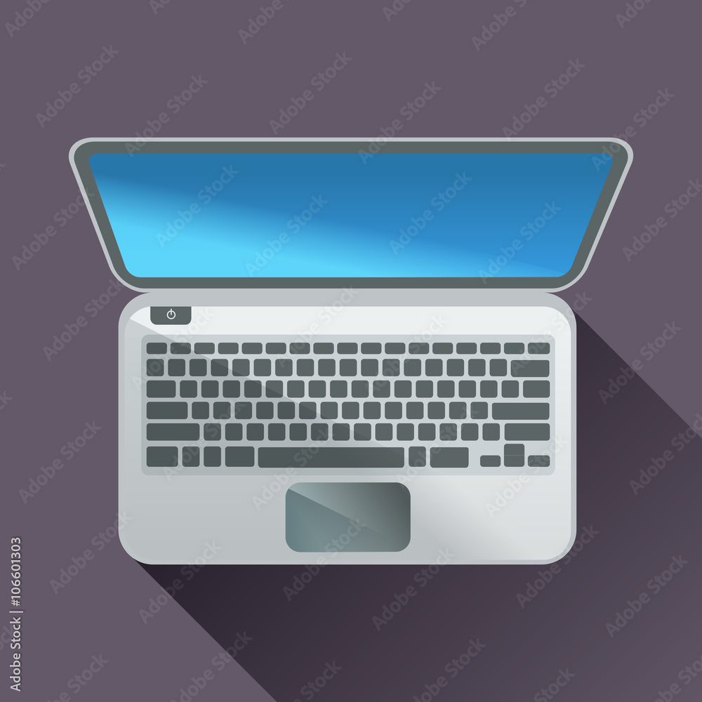 Laptop flat icon with long shadow. Laptop flat icon with long shadow.