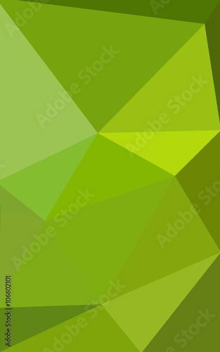 Multicolor green, yellow, orange polygonal design pattern, which consist of triangles and gradient in origami style.