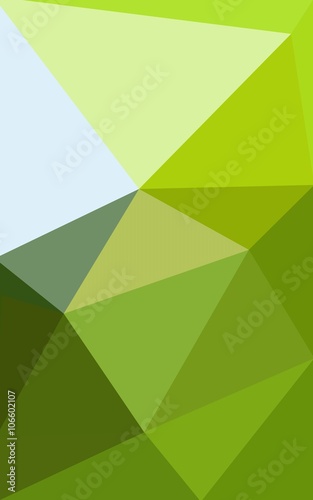 Multicolor green, yellow, orange polygonal design pattern, which consist of triangles and gradient in origami style.