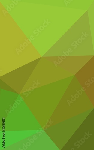 Multicolor green, yellow, orange polygonal design pattern, which consist of triangles and gradient in origami style.