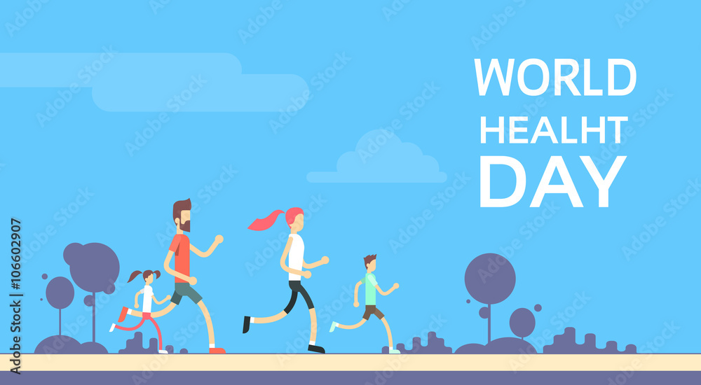 People Jogging Sport Family Fitness Run Training World Health Day