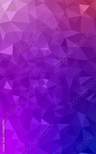 Multicolor purple, pink polygonal design pattern, which consist of triangles and gradient in origami style.