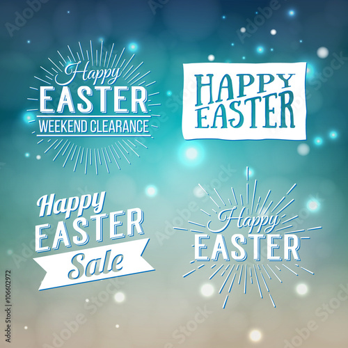 Happy Easter greeting card. Easter sale. Hand Drawn logo letteri photo