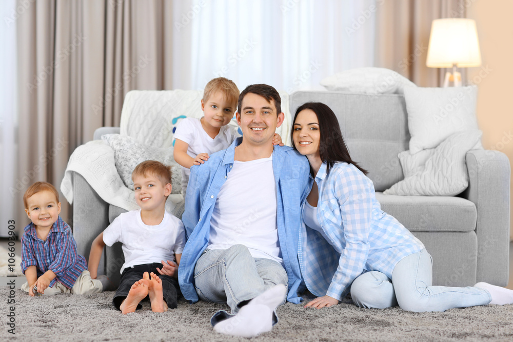 Family concept. Happy family together in the room Family concept. Happy family together in the room