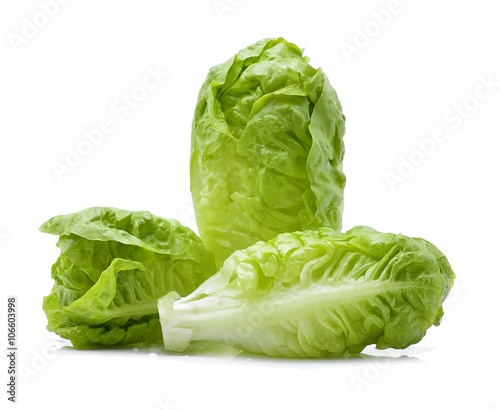 fresh baby cos (lettuce) on white background photo