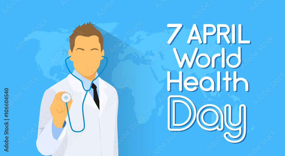 Medical Doctor Hold Stethoscope Over World Map Health Day Medical Doctor Hold Stethoscope Over World Map Health Day