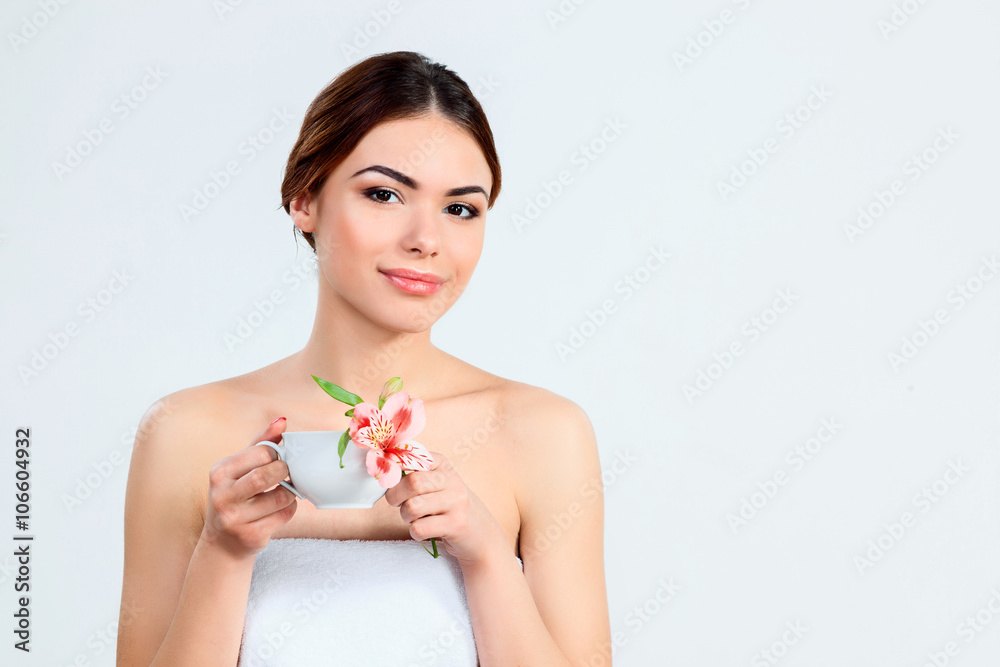 Beautiful girl with beautiful makeup, youth and skin care concept Beautiful girl with beautiful makeup, youth and skin care concept