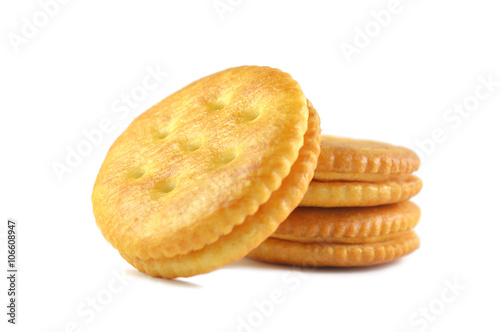 Sandwich cracker on white background