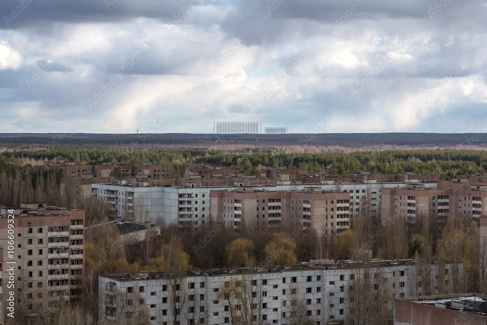 UKRAINE. Chernobyl Exclusion Zone. - 2016.03.19. Buildings in the abandoned city of Pripyat