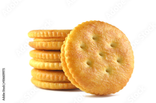 Sandwich cracker on white background