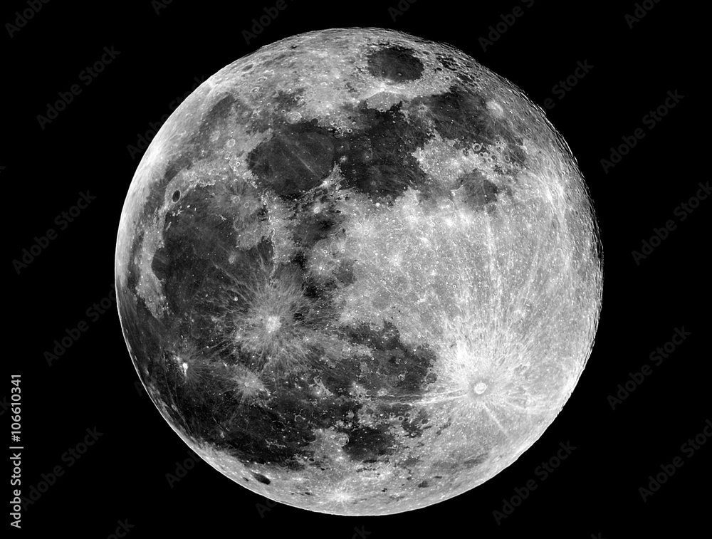 Naklejka premium Faza pełni księżyca. Wykonane przez teleskop. Faza pełni księżyca. Wykonano za pomocą teleskopu.