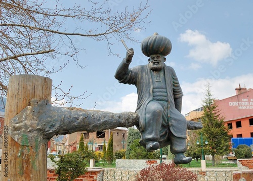 Monument to Khoja Nasreddin in his hometown of Aksehir, Turkey/One of several monuments of Hodja Nasreddin  photo