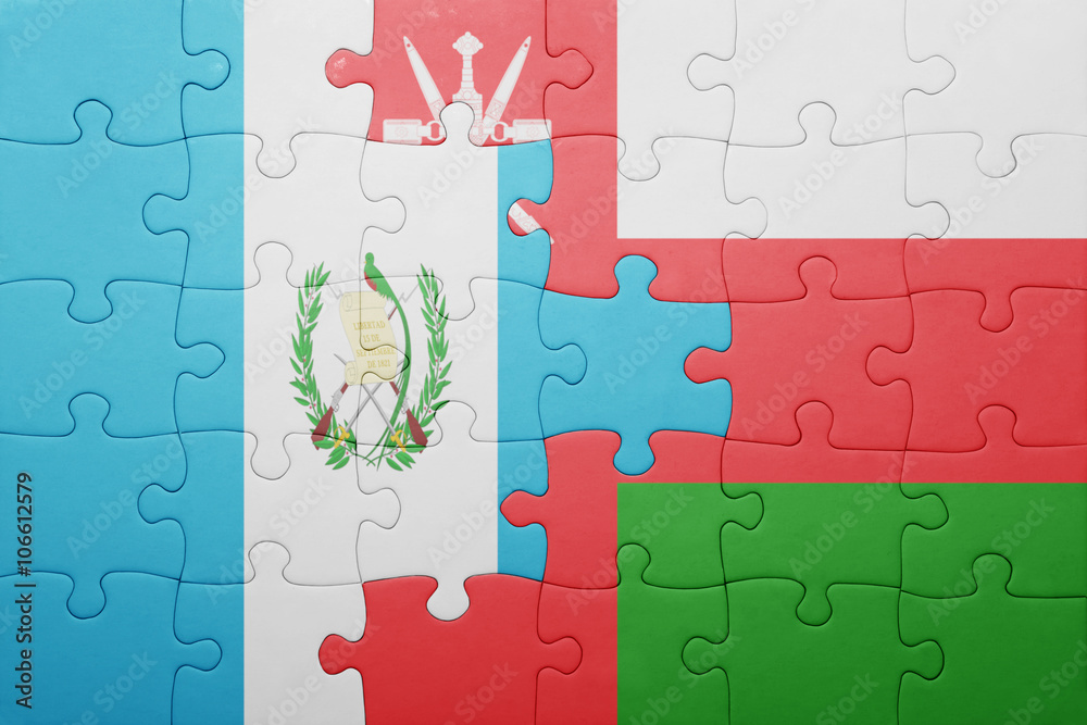 puzzle with the national flag of guatemala and oman