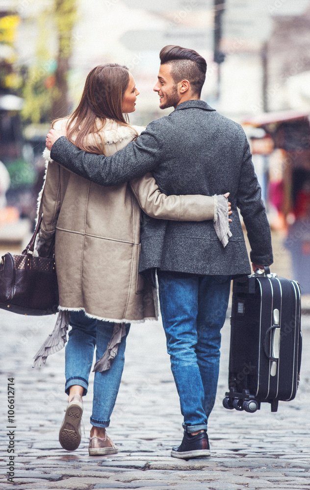 Young couple traveling