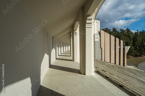 The building and amphitheater Riga Forest Park. Me  aparks.