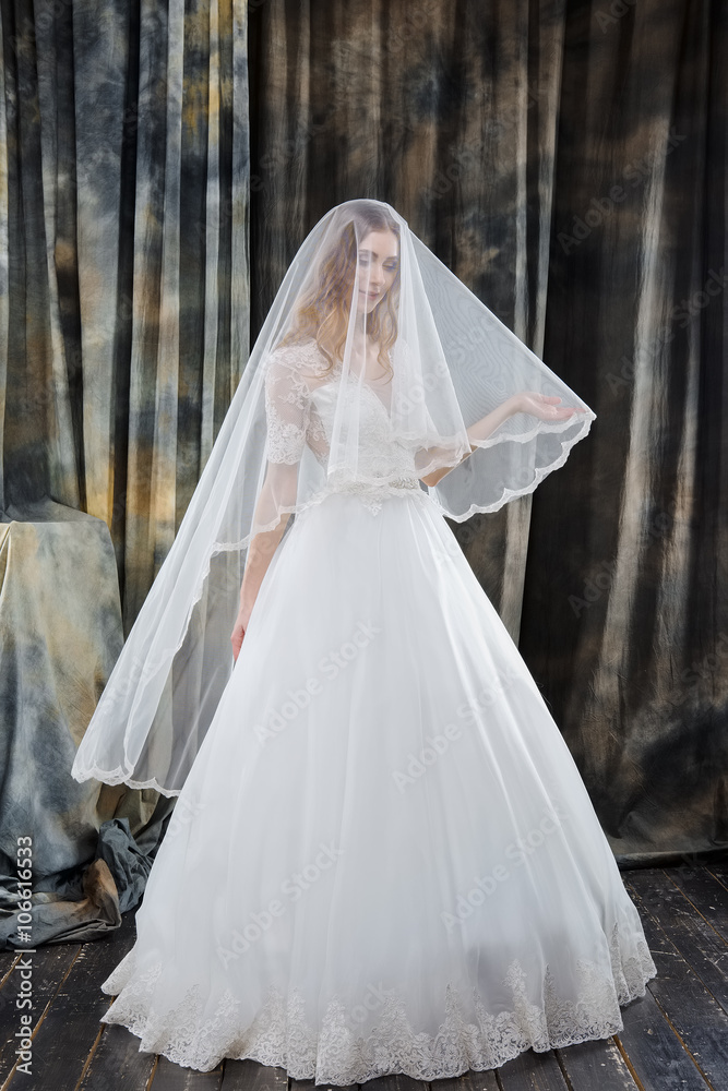 pretty bride in white wedding dress pretty bride in white wedding dress