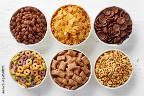 Print op canvas Bowls of various cereals