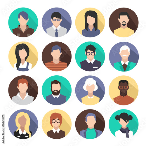 set of colorful icons. people. avatars.