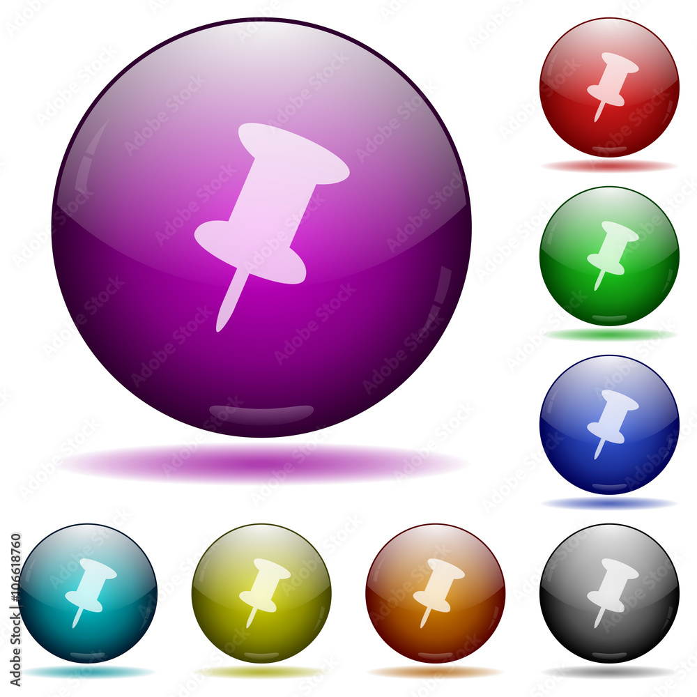 Pin glass sphere buttons Pin glass sphere buttons