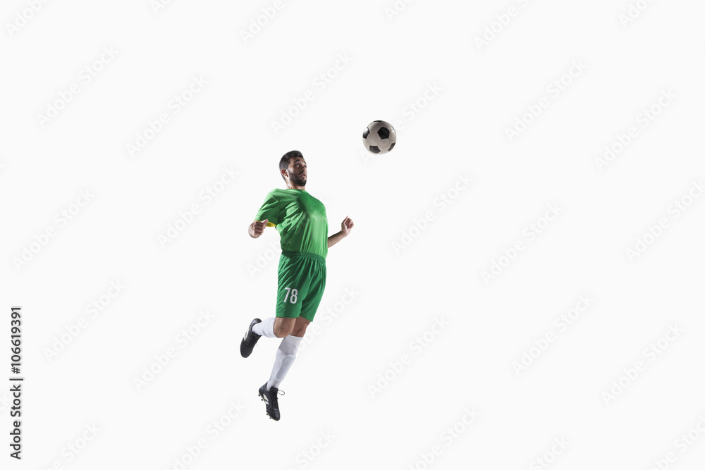 Athlete chesting soccer ball
