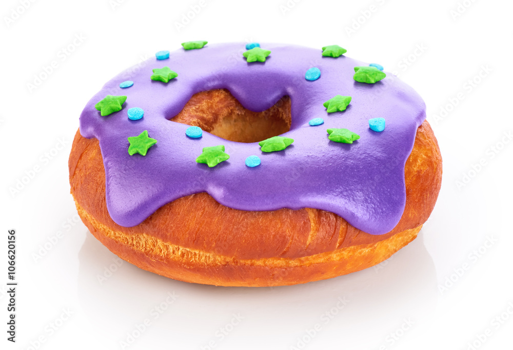 Donut with colored glaze, isolated on white background. Donut with colored glaze, isolated on white background.