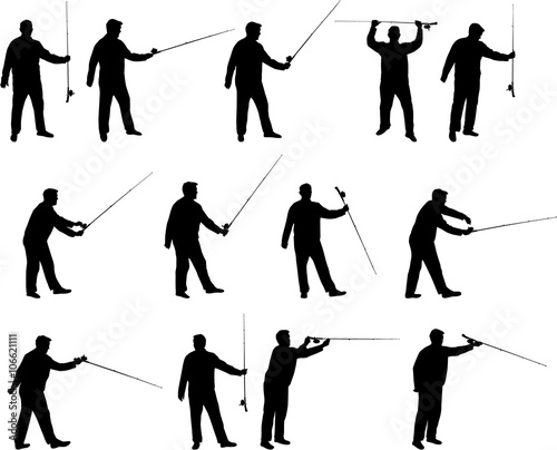 fisherman vector silhouettes