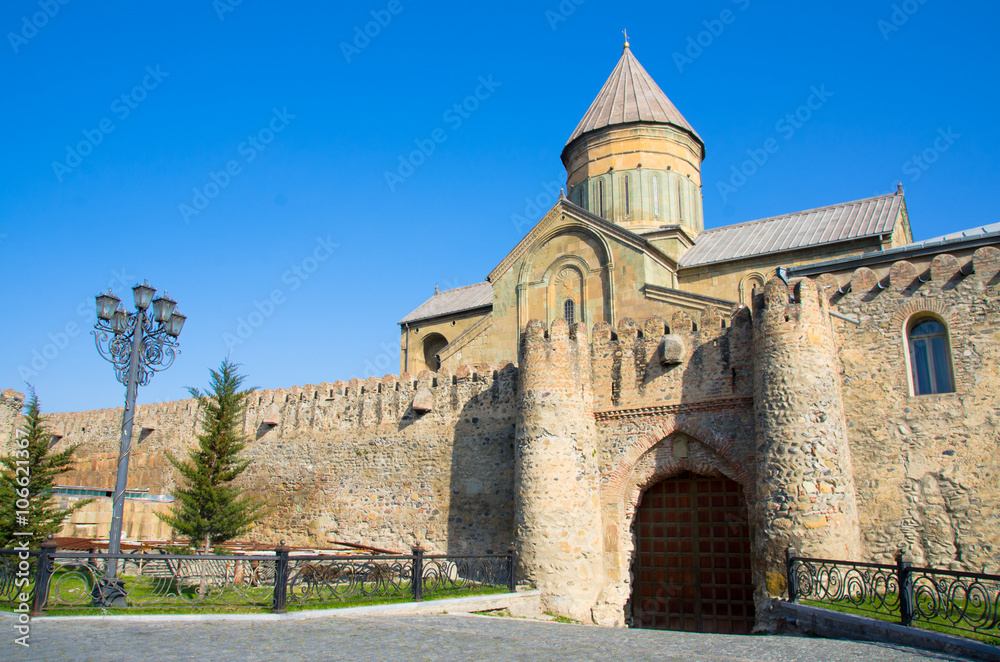 The Svetitskhoveli Cathedral 11th century in Mtskheta in summer day. Mtskheta one of the oldest cities of Georgia