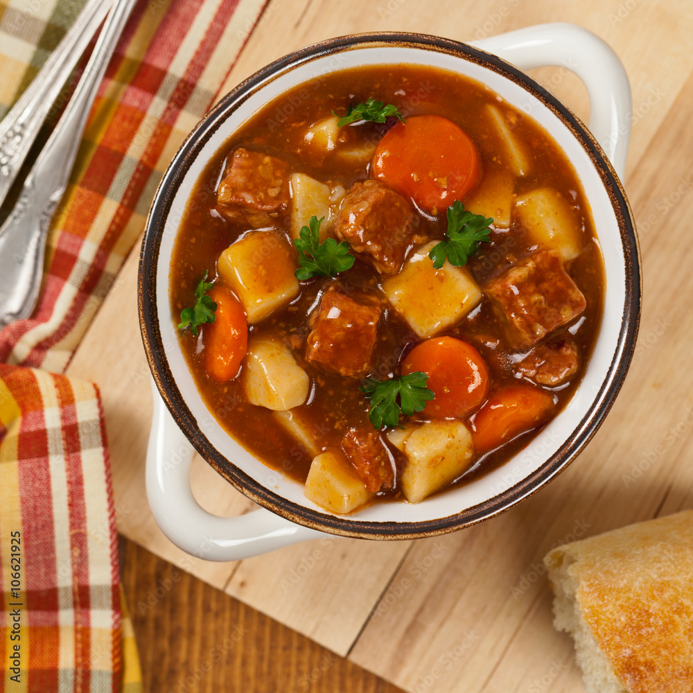Beef Stew with Potatoes and Carrots. Selective focus. Beef Stew with Potatoes and Carrots. Selective focus.