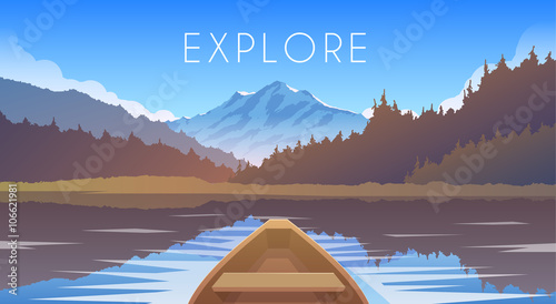 Sailing boat. Mountain landscape.