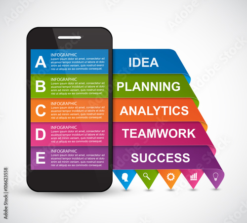 Modern design creative infographic with mobile phone. Vector illustration.
