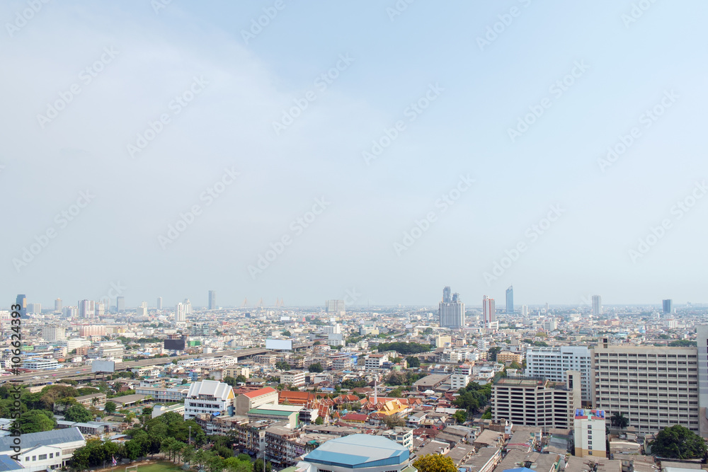 Bangkok view / View of capital Bangkok Thailand from abandoned building.