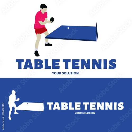 Vector logo table tennis. The tennis player is pitching racket