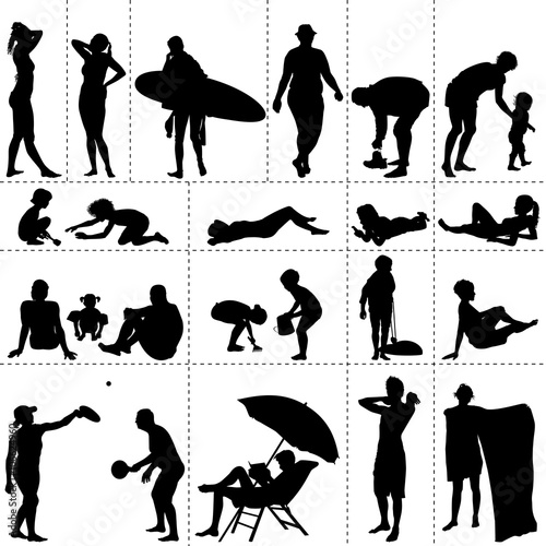 Silhouettes : personnes sur la plage