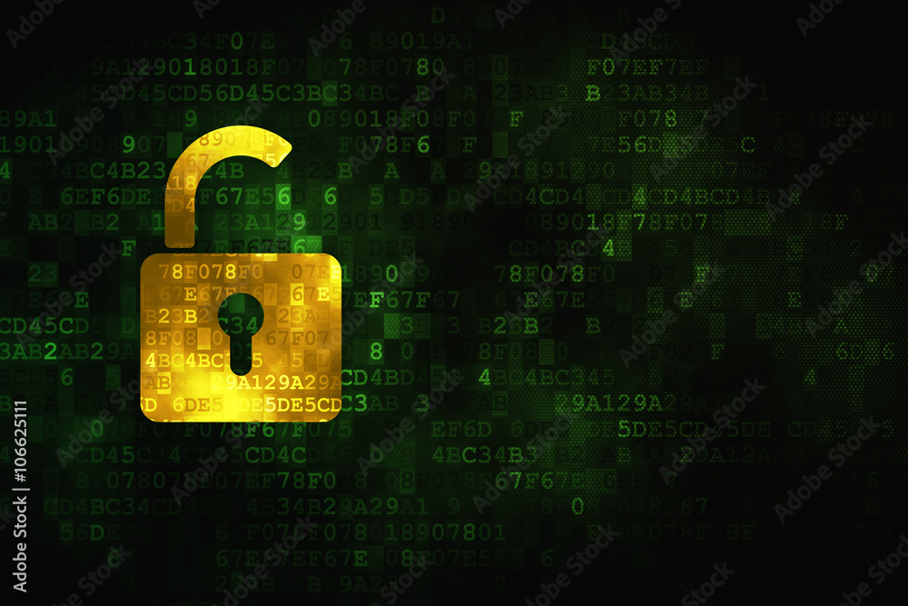 Security concept: Opened Padlock on digital background Security concept: Opened Padlock on digital background