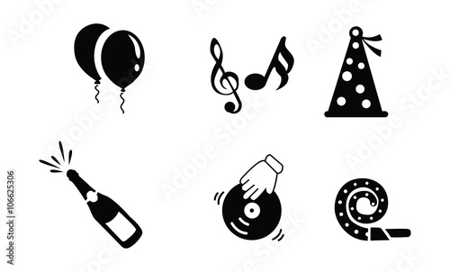 Icons set Birthday and Celebration