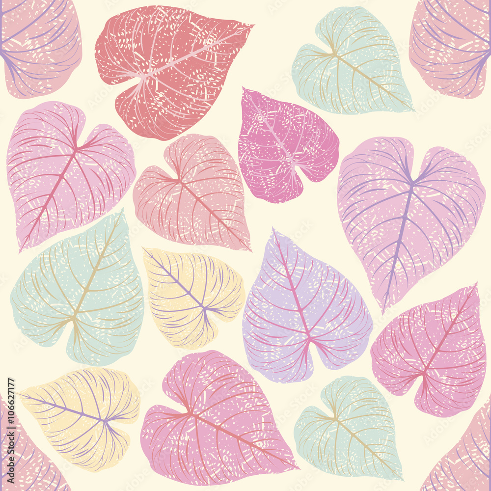 Seamless Pattern with pink leaves