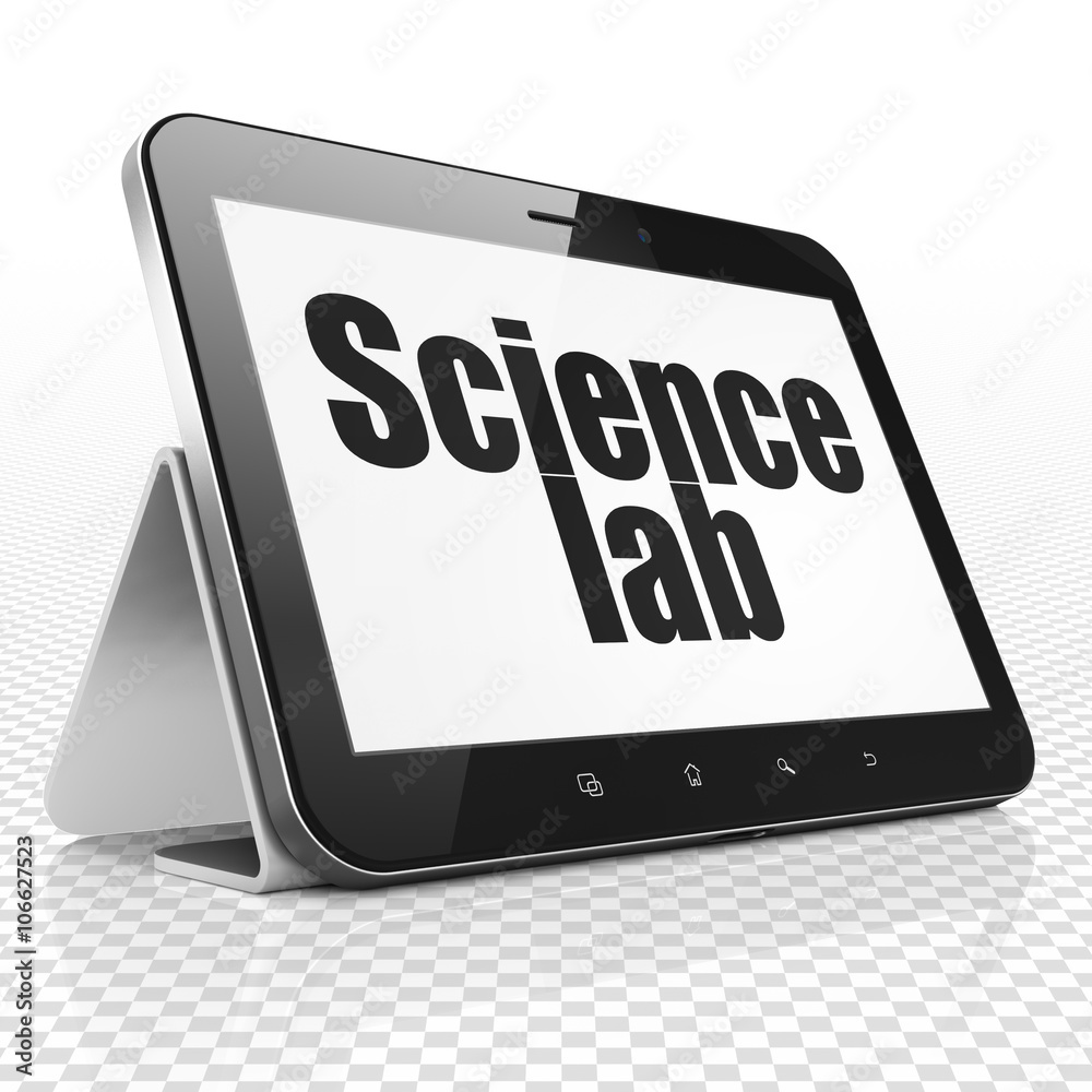 Science concept: Tablet Computer with Science Lab on display Science concept: Tablet Computer with Science Lab on display