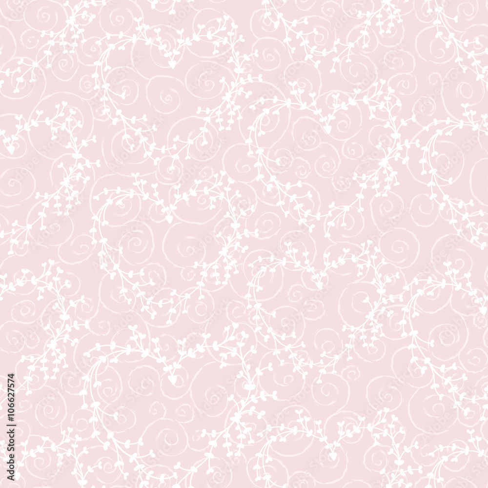 Fototapeta Vector seamless pattern with wreathes and swirls. Good for Valentine's Day cards, wedding invitations, etc.