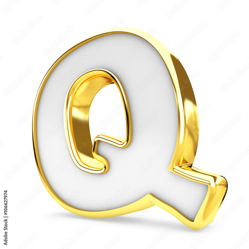 3d gold - white letter Q isolated white background. 3d gold - white letter Q isolated white background.