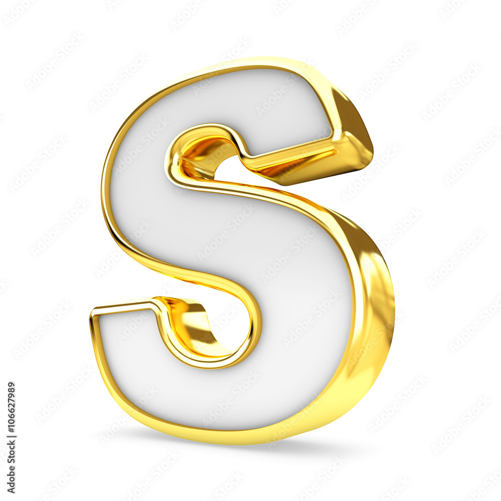 3d gold - white letter S isolated white background. 3d gold - white letter S isolated white background.