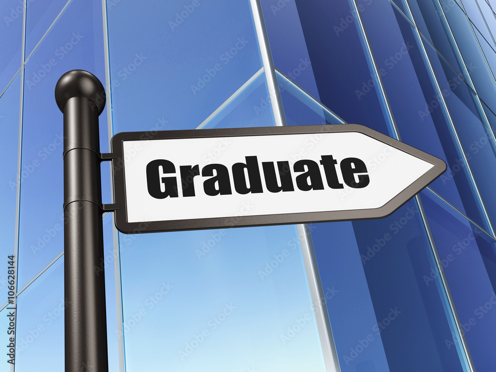 Education concept: sign Graduate on Building background