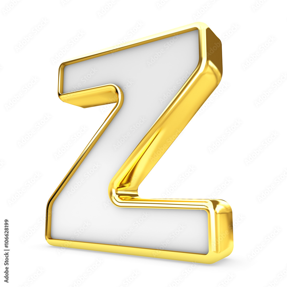 3d gold - white letter Z isolated white background. 3d gold - white letter Z isolated white background.