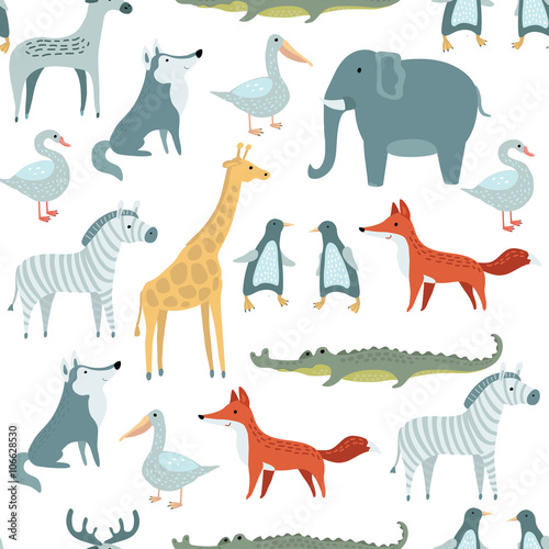 Pattern of illustrations set of  funny animals