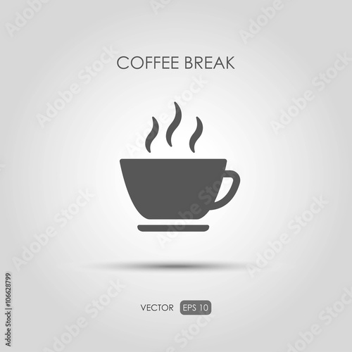 Copywriting icon "Coffe break" in linear style. Vector illustrat