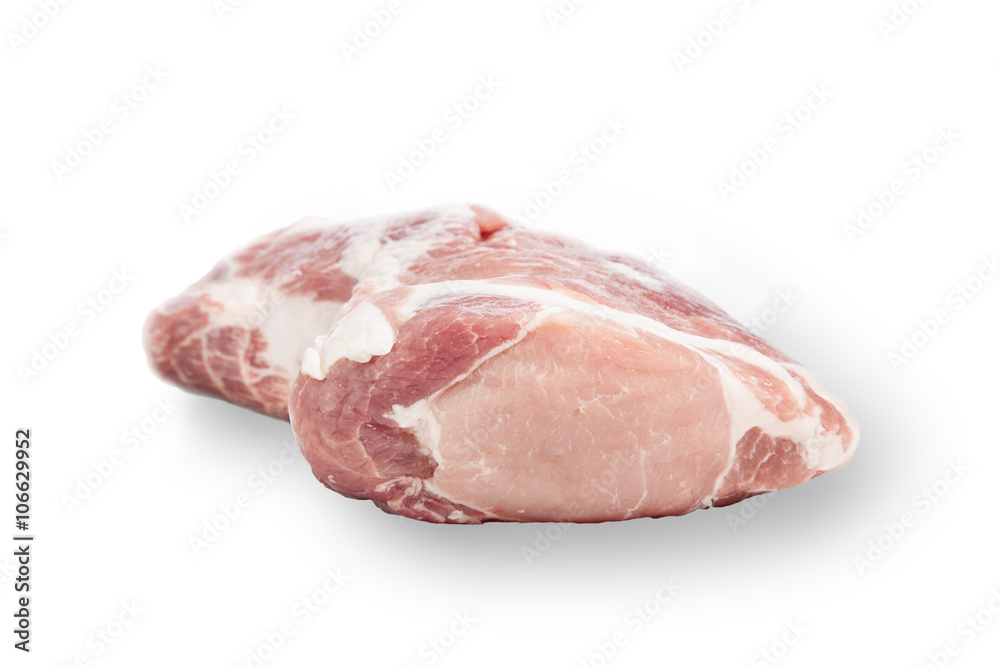 Fresh raw pork meat isolated with shadow on white background Fresh raw pork meat isolated with shadow on white background