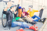 Group of teens making activities in an urban area