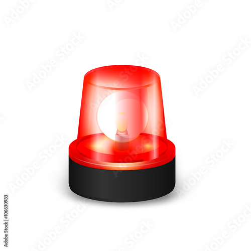 Red Emergency Flashing Siren on a White Background.