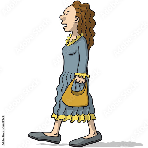 woman character walks and talks