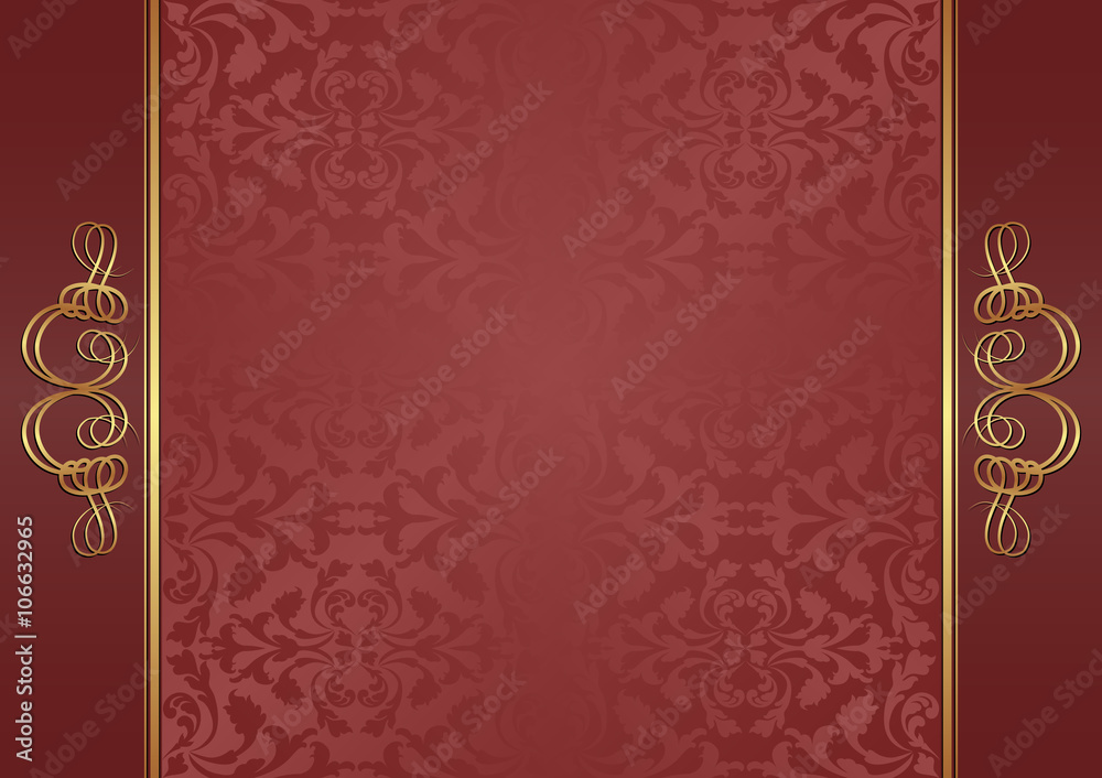red background with vintage pattern